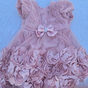 Girls' Pink Floral Tulle Party Dress